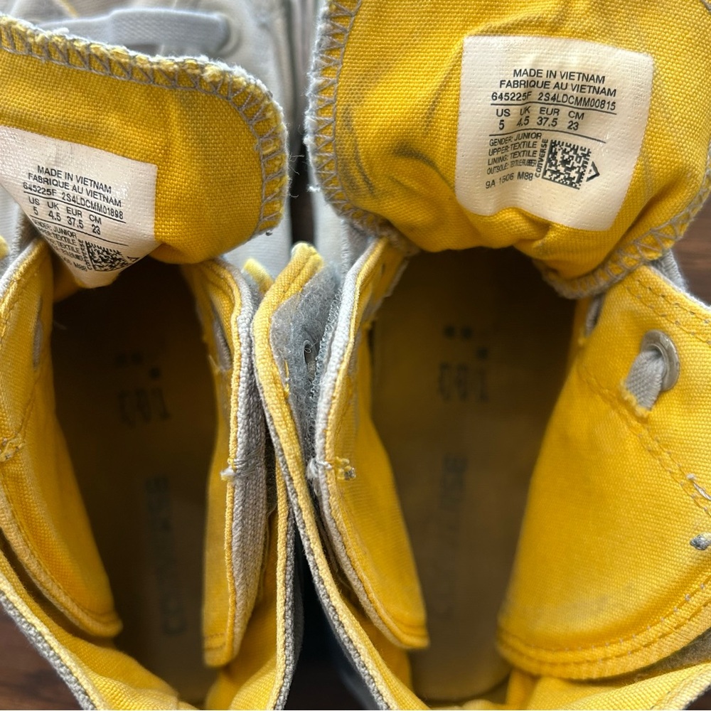Converse‎ Gray and Yellow High-Top Sneakers Size 6.5 - Picture 15 of 16